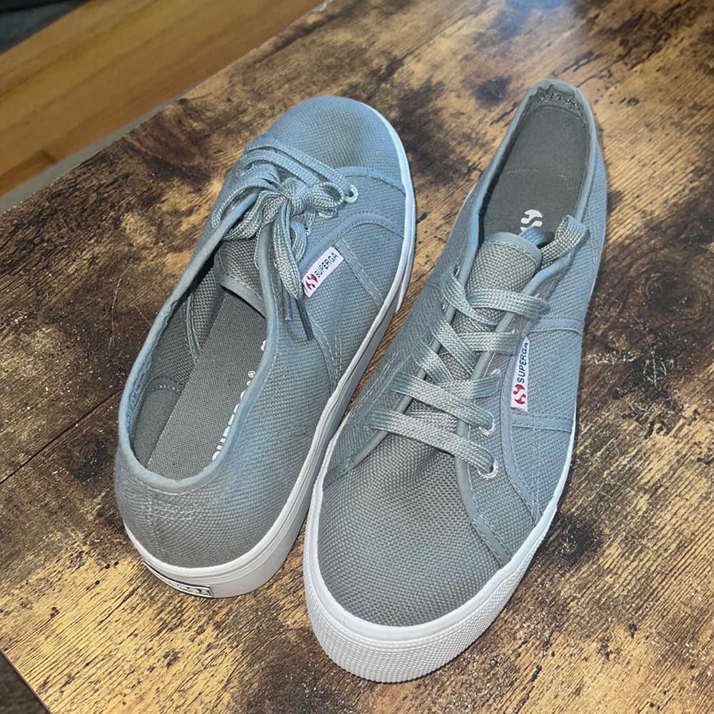 Grey Platform Superga Sneakers | Never Worn